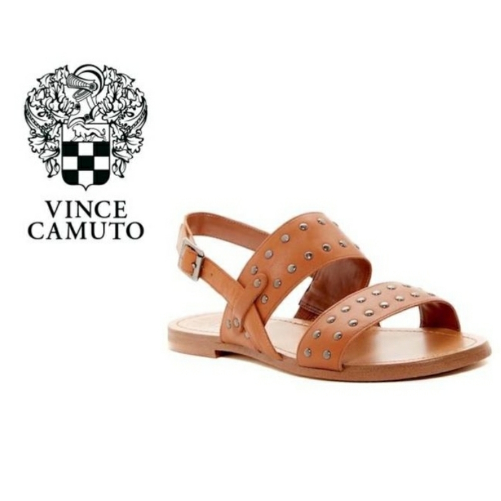 Like New Vince Camuto Rickita Sanal Brown w Studs